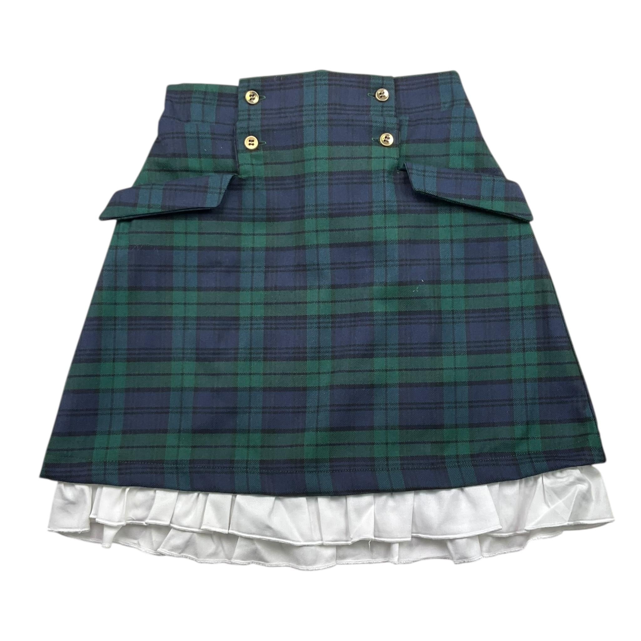 LA STUPENDERIA gonna tinta unita con fantasia a quadri Verde per Bambina TJGN72 VERDE LA STUPENDERIA 