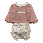 CALAMARO completo 2pz maglia-coulotte bicolore con colletto in contrasto Rosa per Neonata 17868 ROSA CALAMARO 