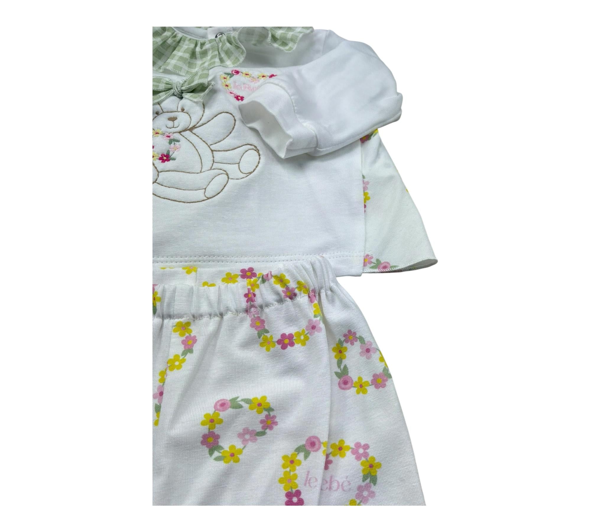 Le Bebe Completo 2 Pezzi Shirt-Ghettina Tinta Unita per Neonata LBG6230 BIANCO LE BEBE 