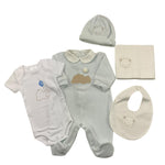 BARCELLINO box nascita 5pz  tutina-body-cappello-bavetta-coperta Azzurro per Neonato BOXAI AZZURRO BARCELLINO 