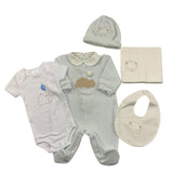 BARCELLINO box nascita 5pz  tutina-body-cappello-bavetta-coperta Azzurro per Neonato BOXAI AZZURRO BARCELLINO 