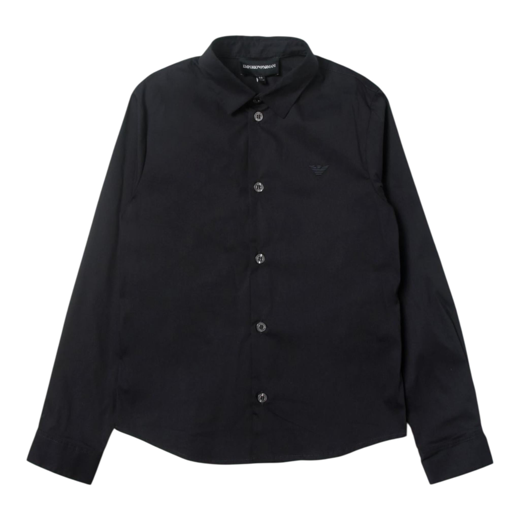 EMPORIO ARMANI camicia tinta unita con logo Blu per Bambino 8N4C09 BLU EMPORIO ARMANI 