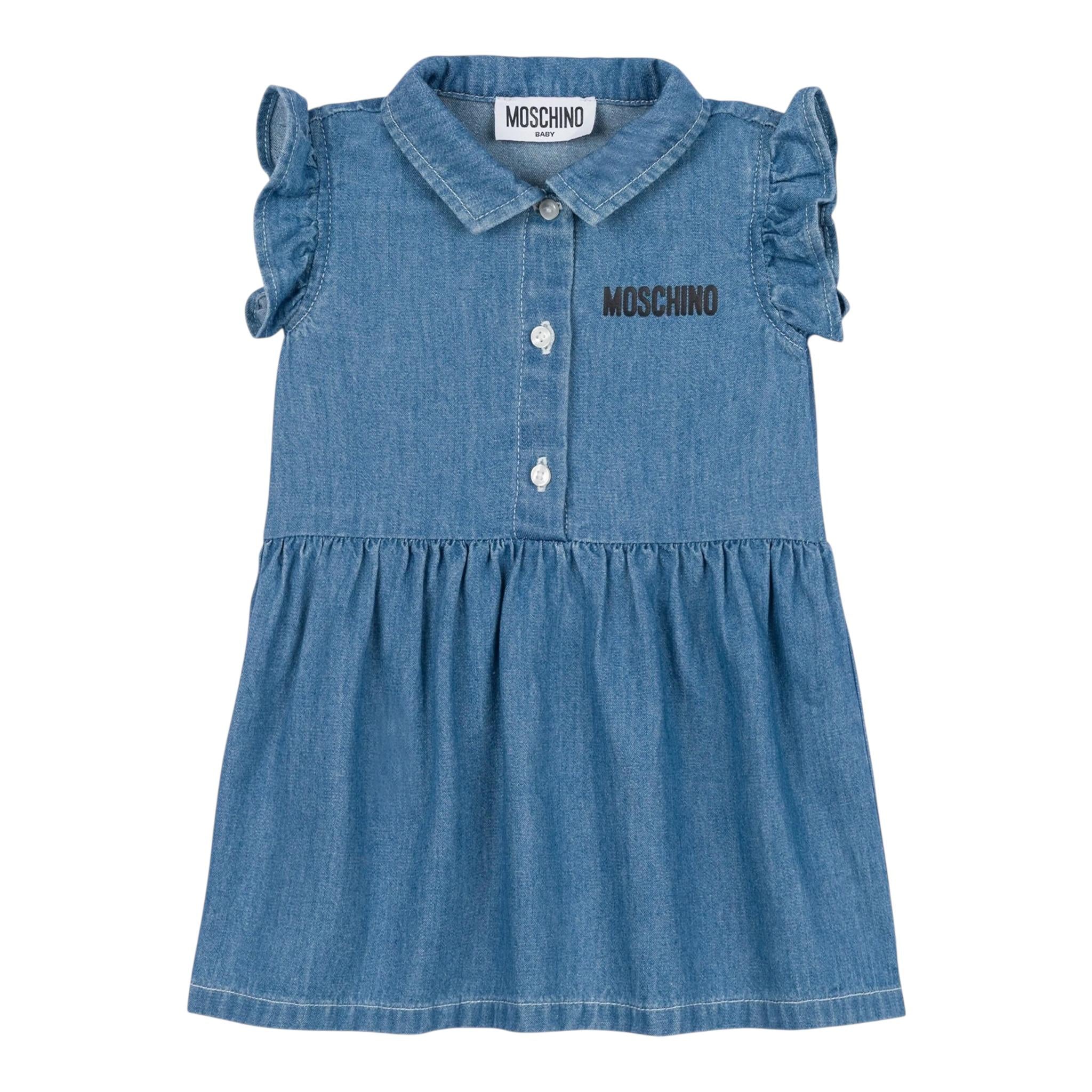 Moschino Abito Mezza Manica In Denim Tinta Unita per Neonata MDV08BX BLU MOSCHINO 