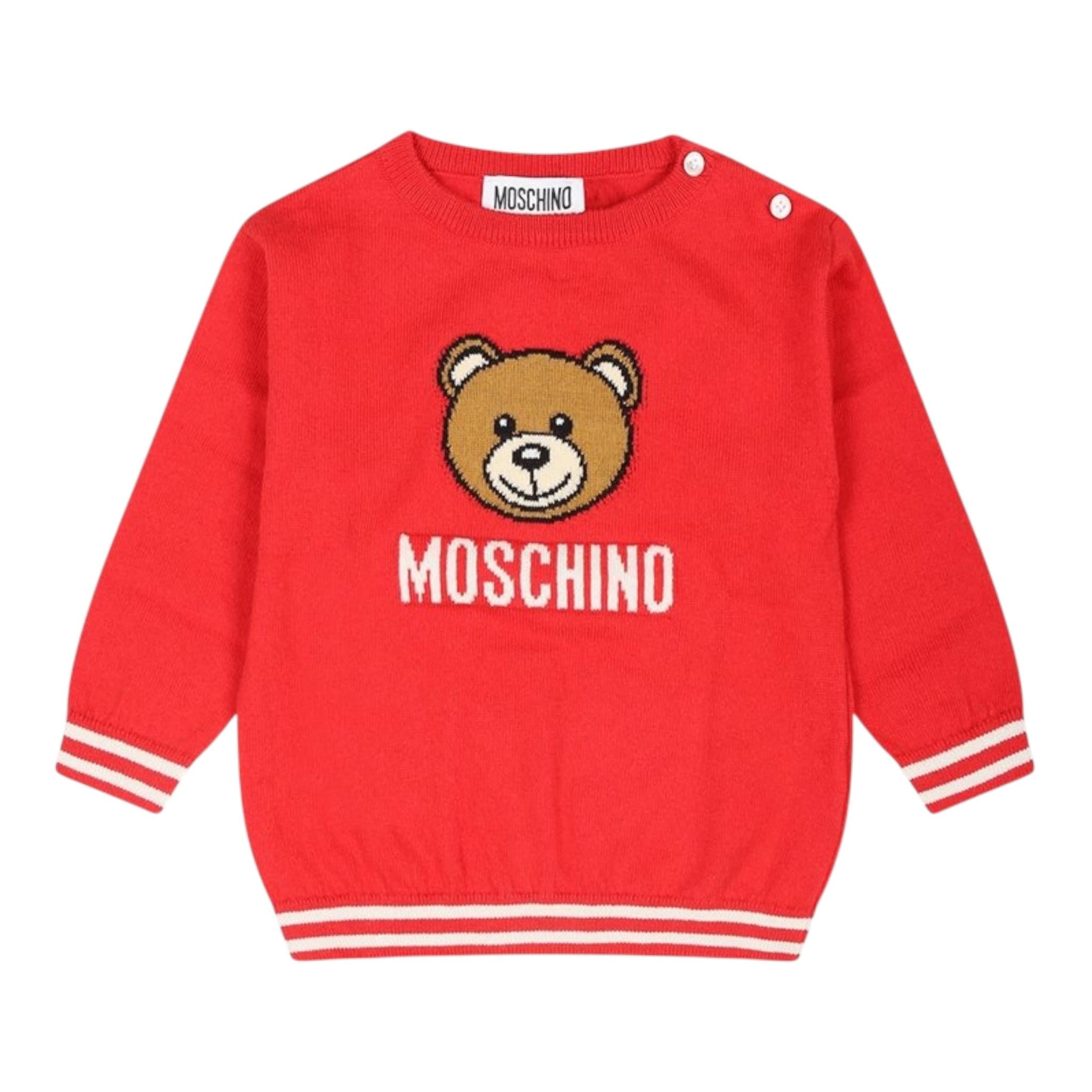 MOSCHINO maglia girocollo tinta unita con stampa in contrasto Rosso per Neonato MYW00JXXX ROSSO MOSCHINO 