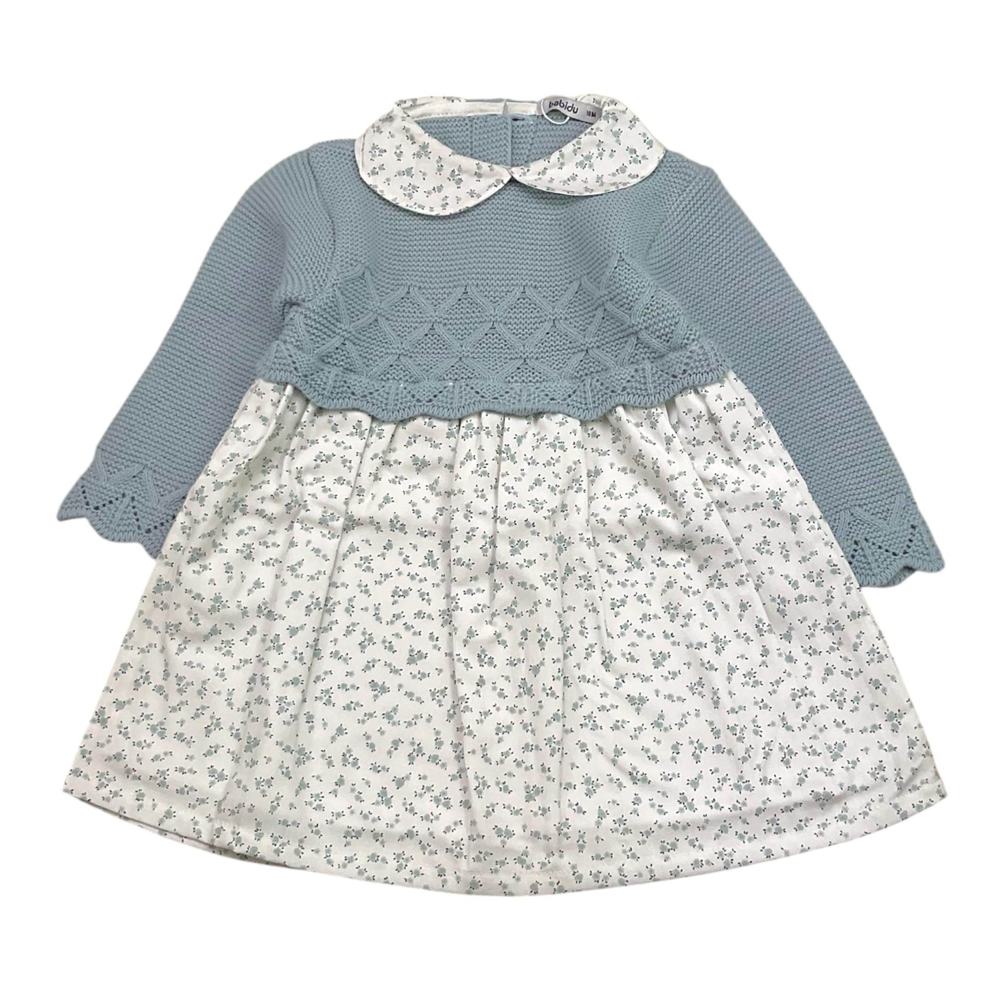 BABIDU set abito-cappello tinta unita con fantasia fiori Azzurro per Neonata 90760 AZZURRO BABIDU 