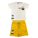 Cesare Paciotti 2-teiliges Set T-Shirt-Bermuda zweifarbig weiß/gelb für Neugeborene
