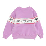 Chiara Ferragni Einfarbiges Rundhals-Sweatshirt mit lila Aufdruck für Mädchen