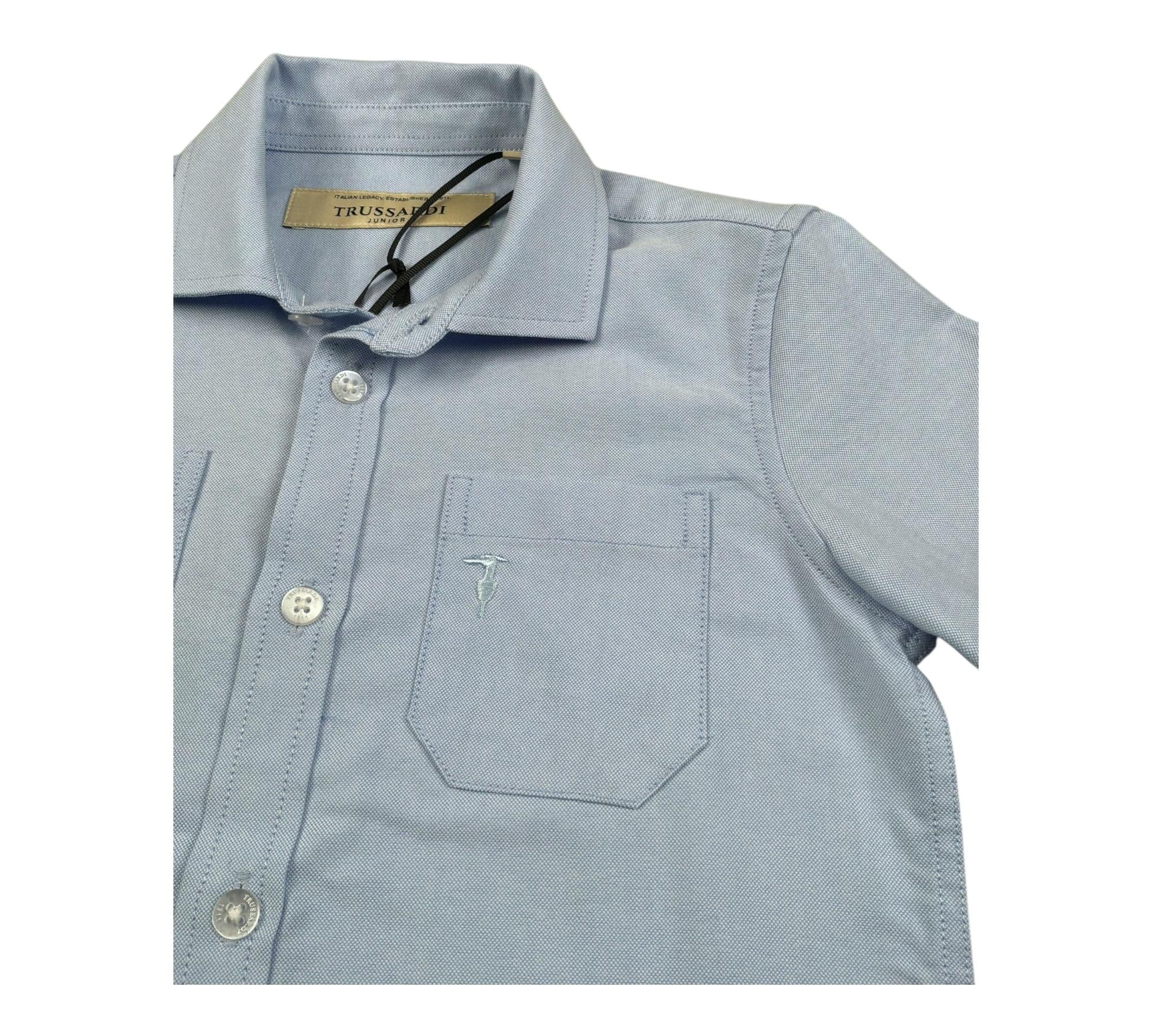 Trussardi Camicia Mezza Manica Tinta Unita con Taschino per Bambino TBP26056CA AZZURRO TRUSSARDI 