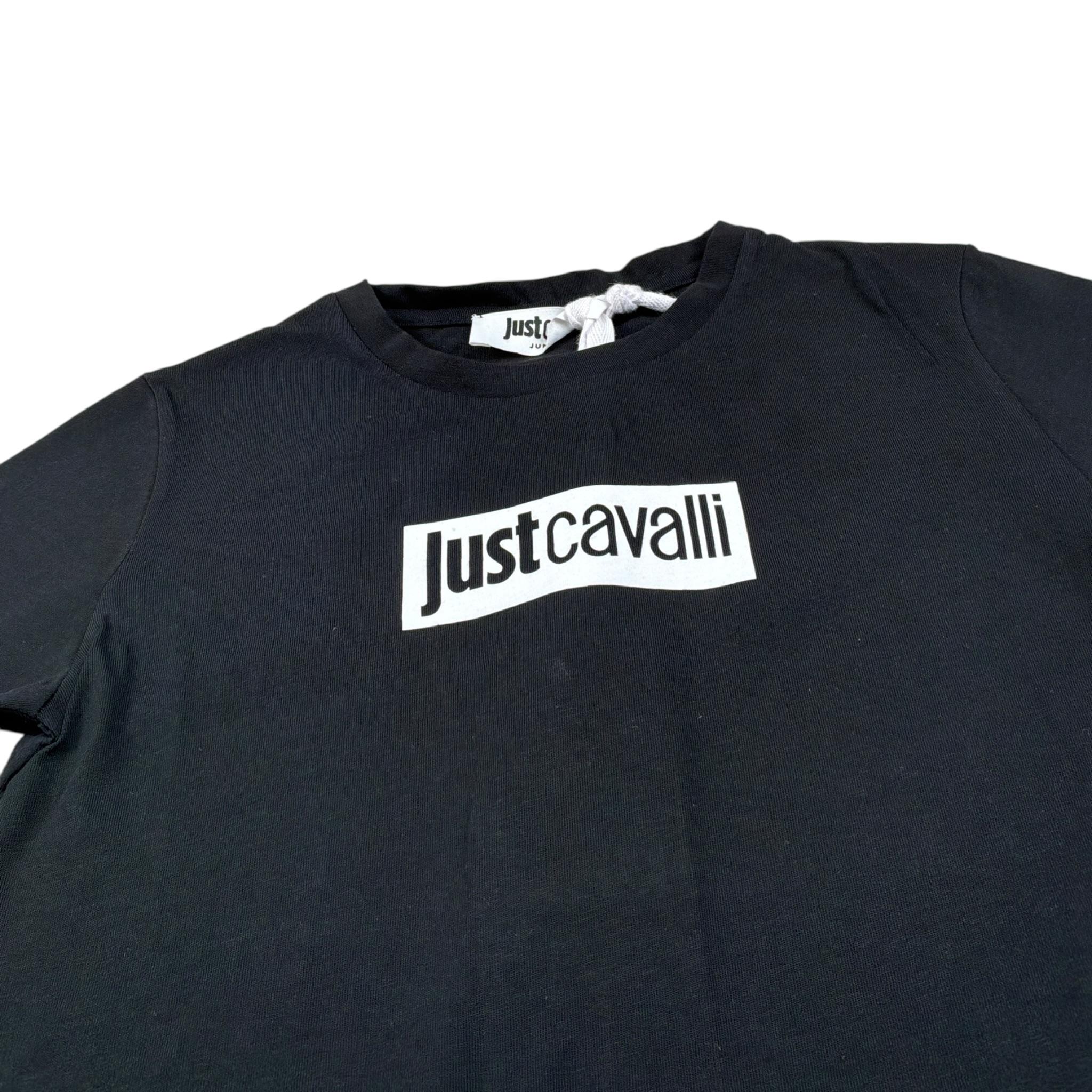 Just Cavalli T-Shirt Girocollo tinta unita con Stampa Nero per Bambino JMTS002 NERO JUST CAVALLI 