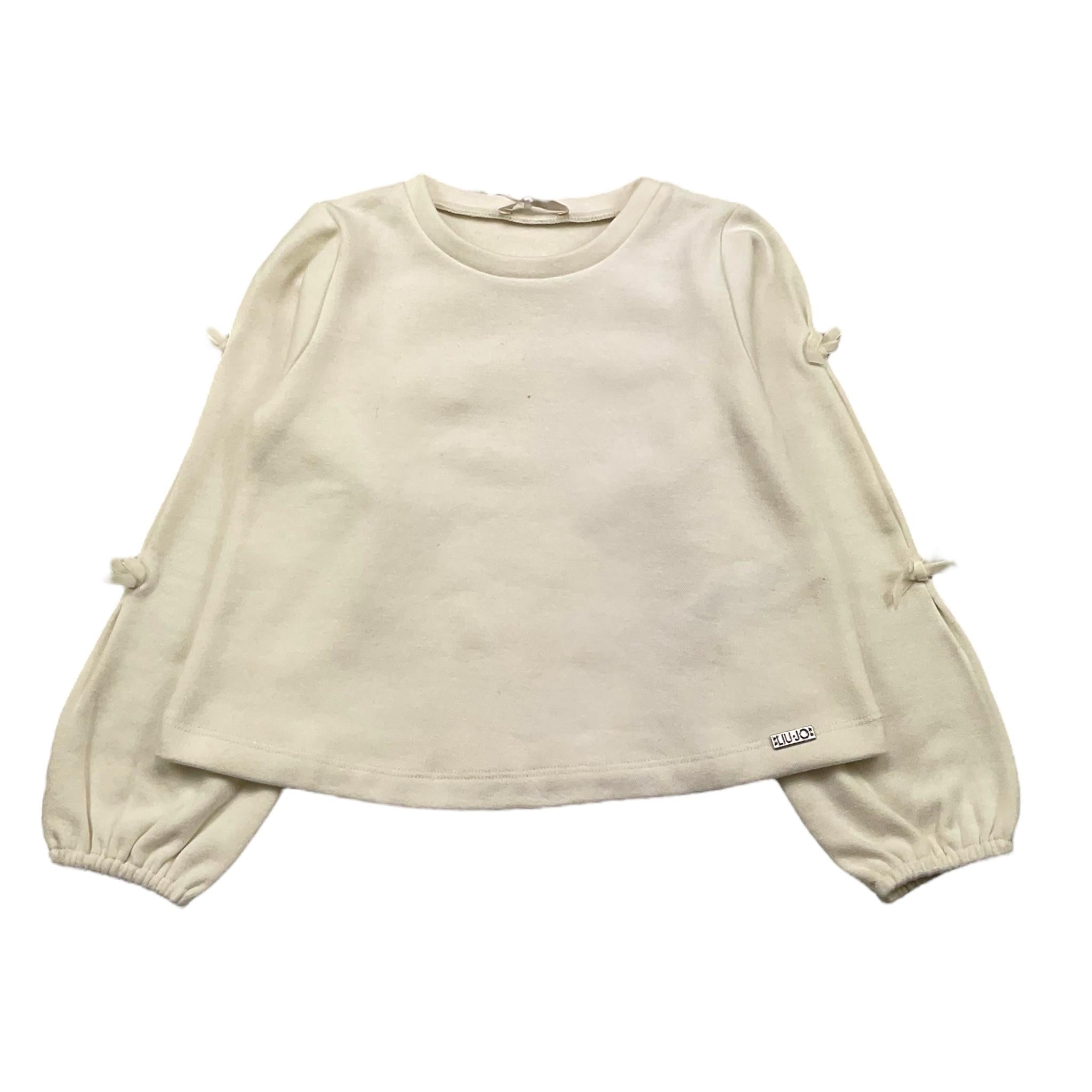LIU JO felpa chiusa girocollo tinta unita con fiocchi Panna per Bambina KF4115JX PANNA LIU JO 