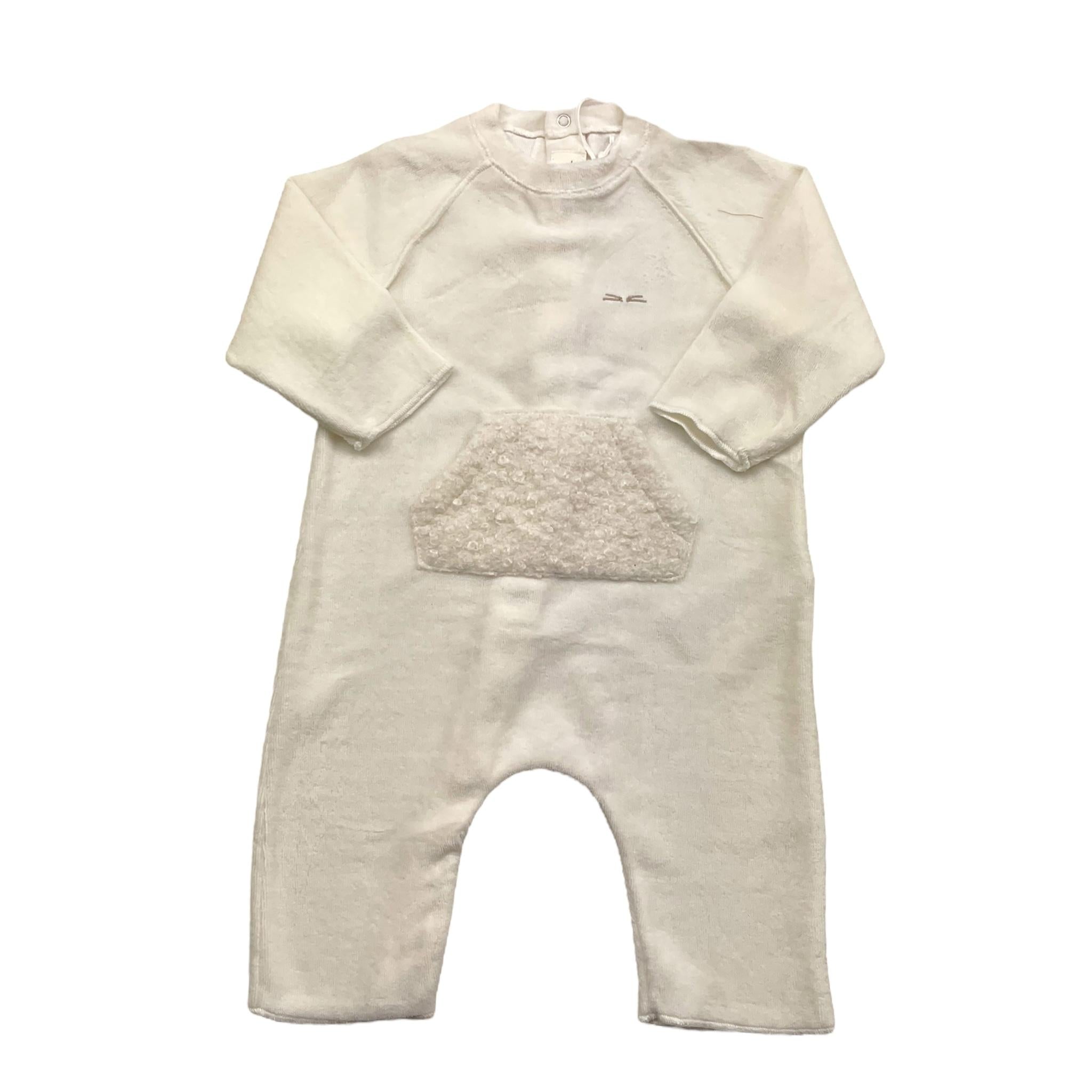 TEDDY E MINOU tutina tinta unita in velluto Bianco per Neonato I24TU039M0137 BIANCO TEDDY E MINOU 