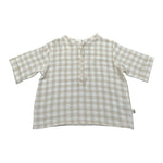 Petit Indi Camicia Tinta Unita con Fantasia A Quadri per Neonato SS25BK7115XN BEIGE PETIT INDI 