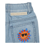 Stella Mccartney – Einfarbige Denim-Bermudashorts mit elastischer Taille in Hellblau für Neugeborene