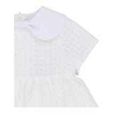 Simonetta Set Zeremonienkleid Einfarbig Perforiert-Weiß Culotte Für Neugeborene