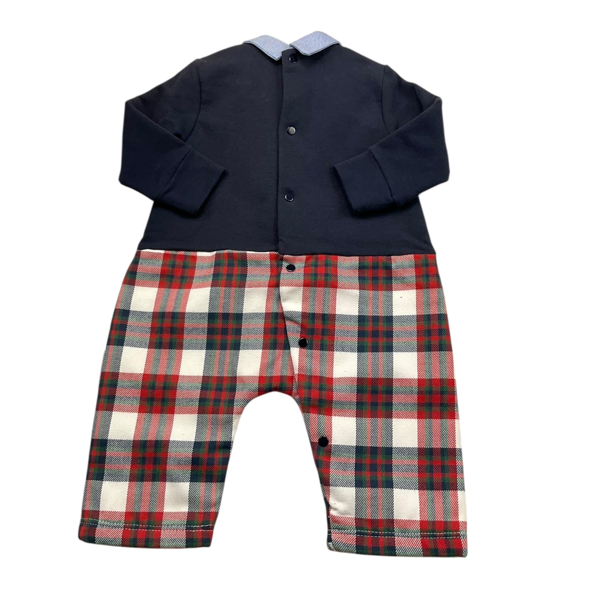 LE BEBE' tutina bicolore con finta giacca e fantasia Bianco/blu per Neonato LBB3767 BIANCO/BLU LE BEBE' 