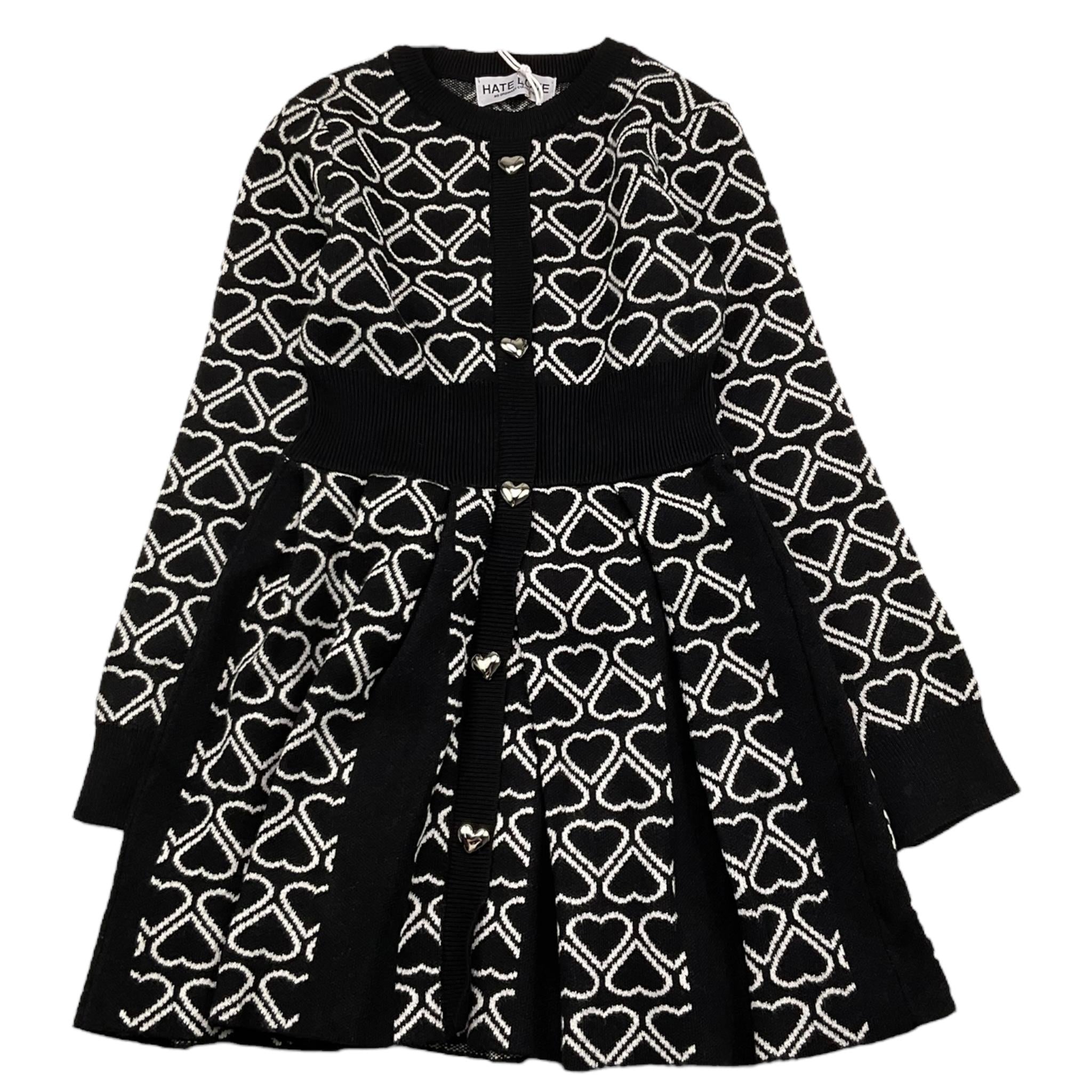 HATE LOVE abito tinta unita con fantasia cuori Nero per Bambina OJDR00343 NERO HATE LOVE 