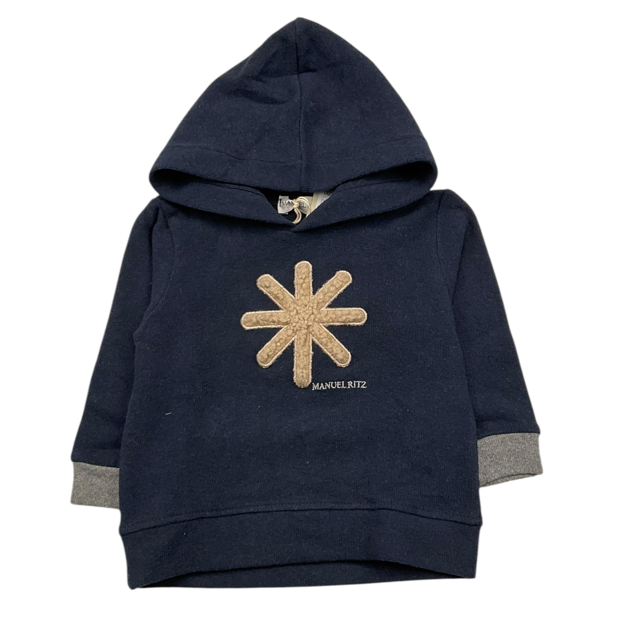 MANUEL RITZ felpa chiusa con cappuccio tinta unita con logo Blu per Neonato MR2803 BLU MANUEL RITZ 