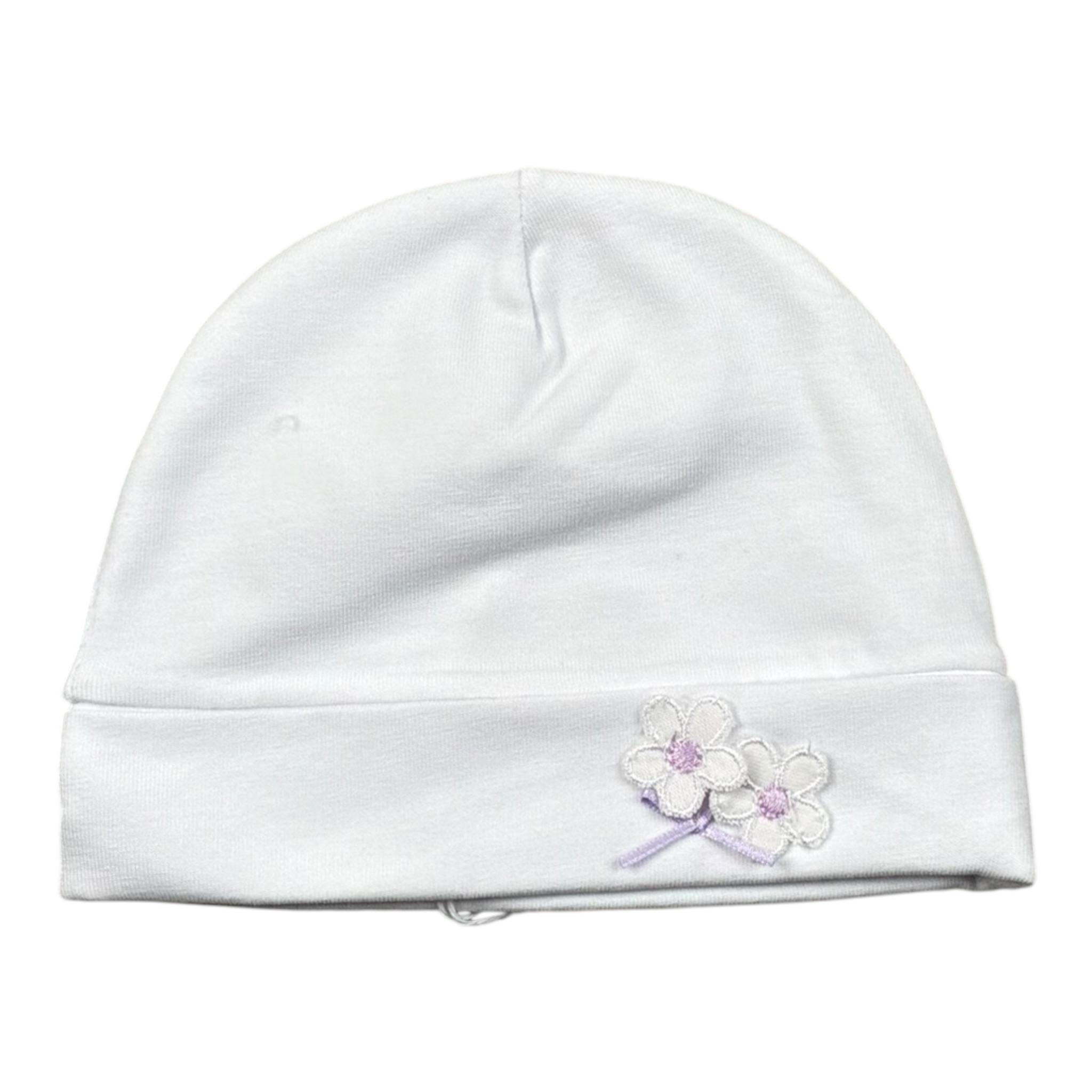 Lalalu' Cappello tinta unita con Ricami Bianco per Neonata CAL7G BIANCO LALALU' 