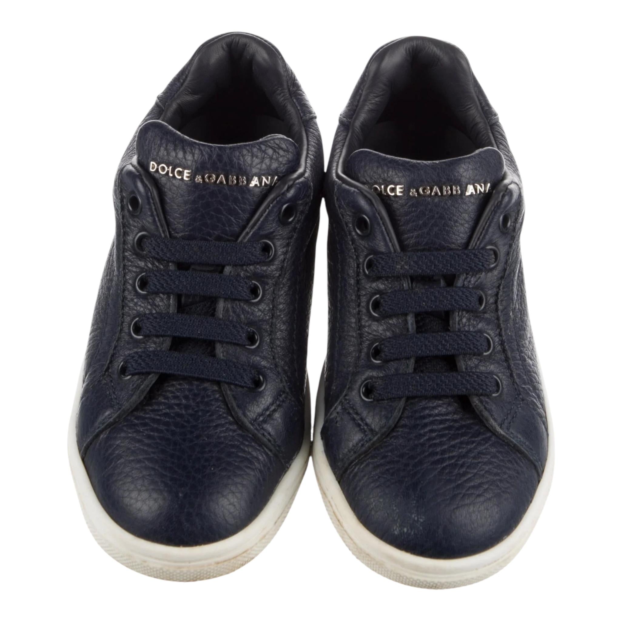 Dolce & Gabbana Sneakers Tinta Unita Con Stampa Logo E Suola In Contrasto Blu Per Bambino DA0929 BLU DOLCE & GABBANA 