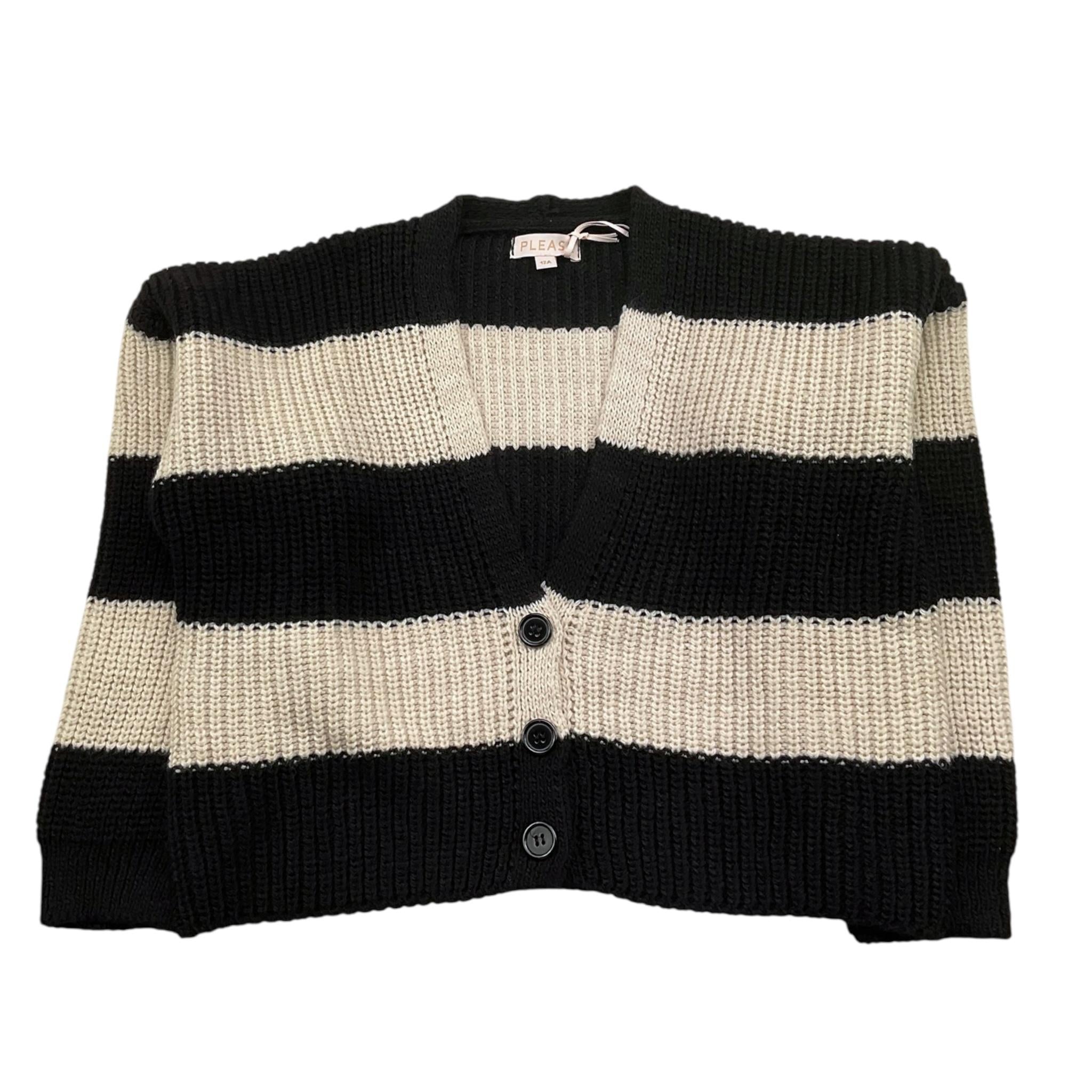 PLEASE cardigan fantasia a righe bicolore Panna/nero per Bambina NB64231G66 PANNA/NERO PLEASE 
