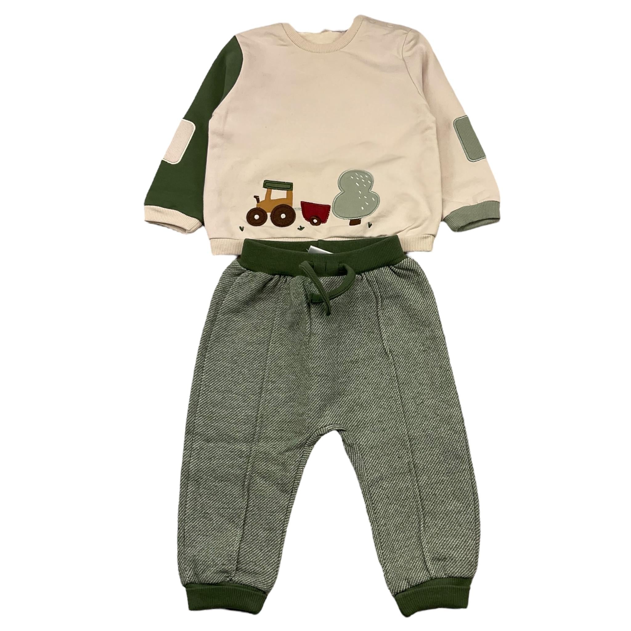 MAYORAL completo 4 pezzi 2 felpe-2 pantalone biclore Verde/beige per Neonato 2625 VERDE/BEIGE MAYORAL 