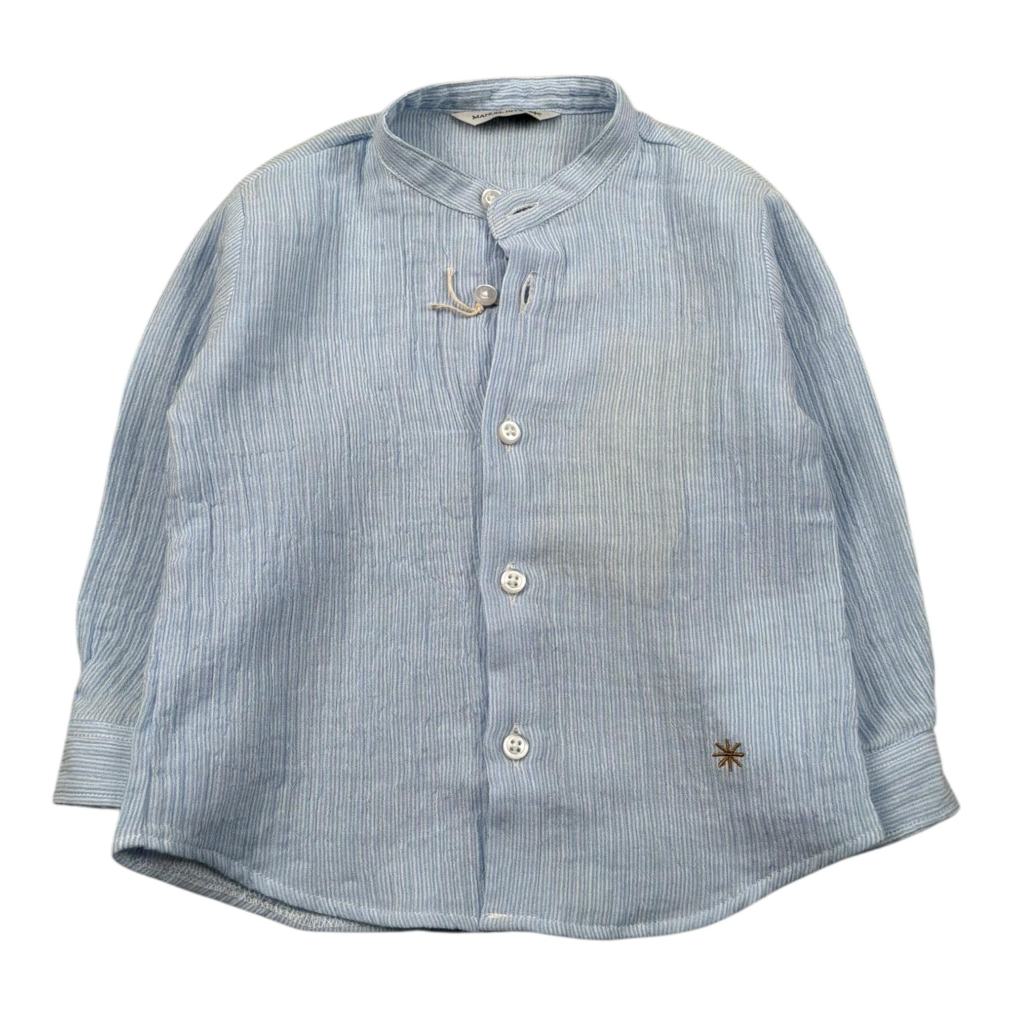 Manuel Ritz Camicia Manica Lunga Tinta Unita Collo Coreano per Bambino MR3101J AZZURRO MANUEL RITZ 