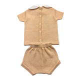 Babidu 2-teiliges Set T-Shirt-Höschen Einfarbig Pfirsich Für Baby Mädchen