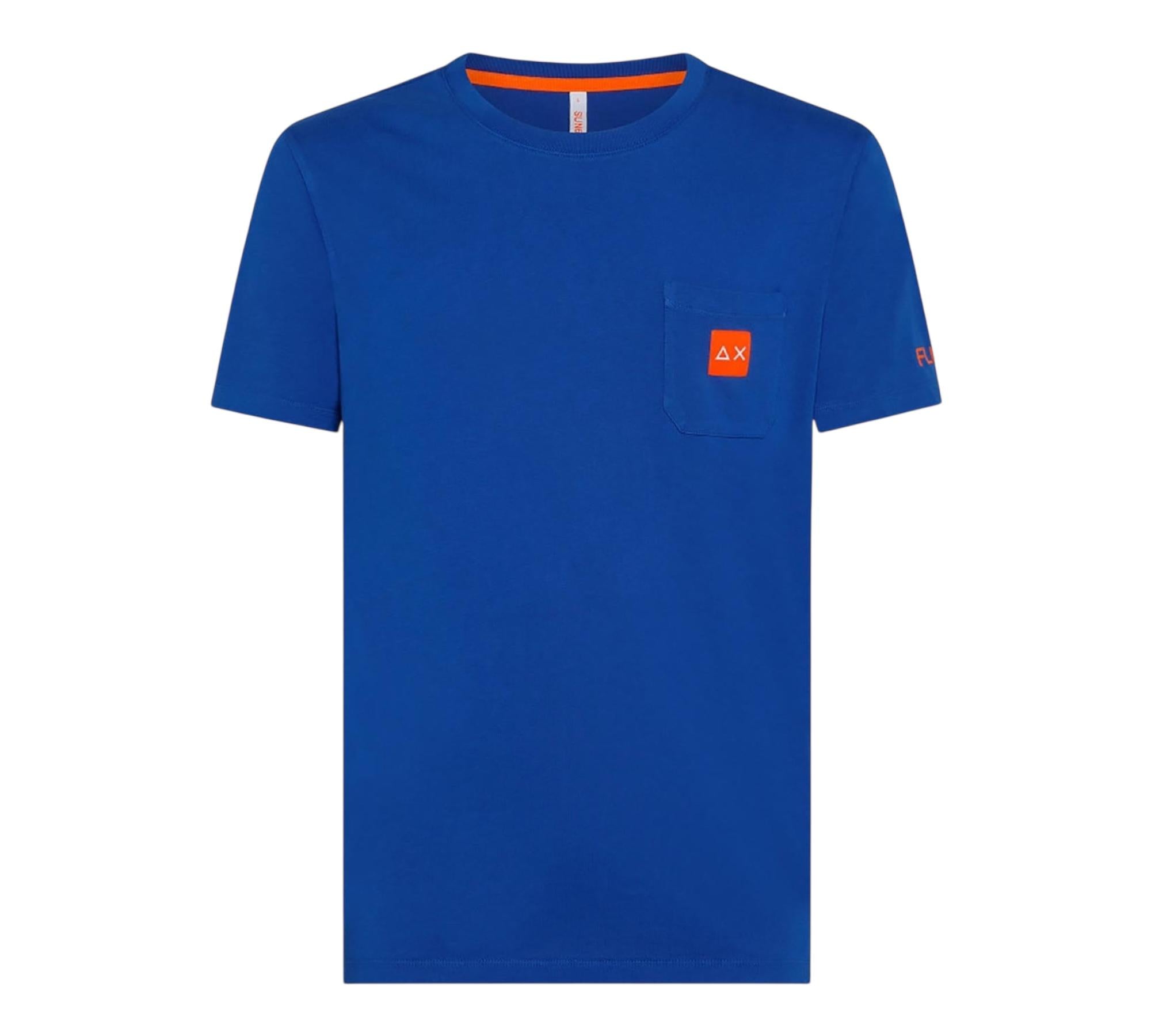 Sun68 T-Shirt Girocollo Tinta Unita con Logo per Bambino T33307 BLU SUN68 