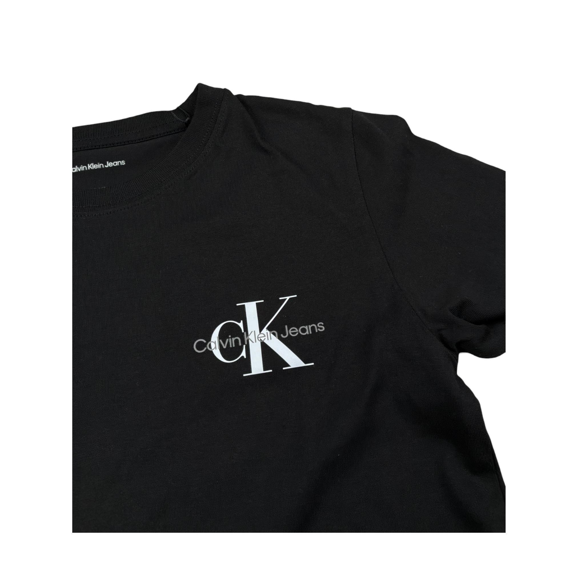 Calvin Klein T-Shirt Girocollo Tinta Unita con Logo per Bambino IU0IU00678X NERO CALVIN KLEIN 