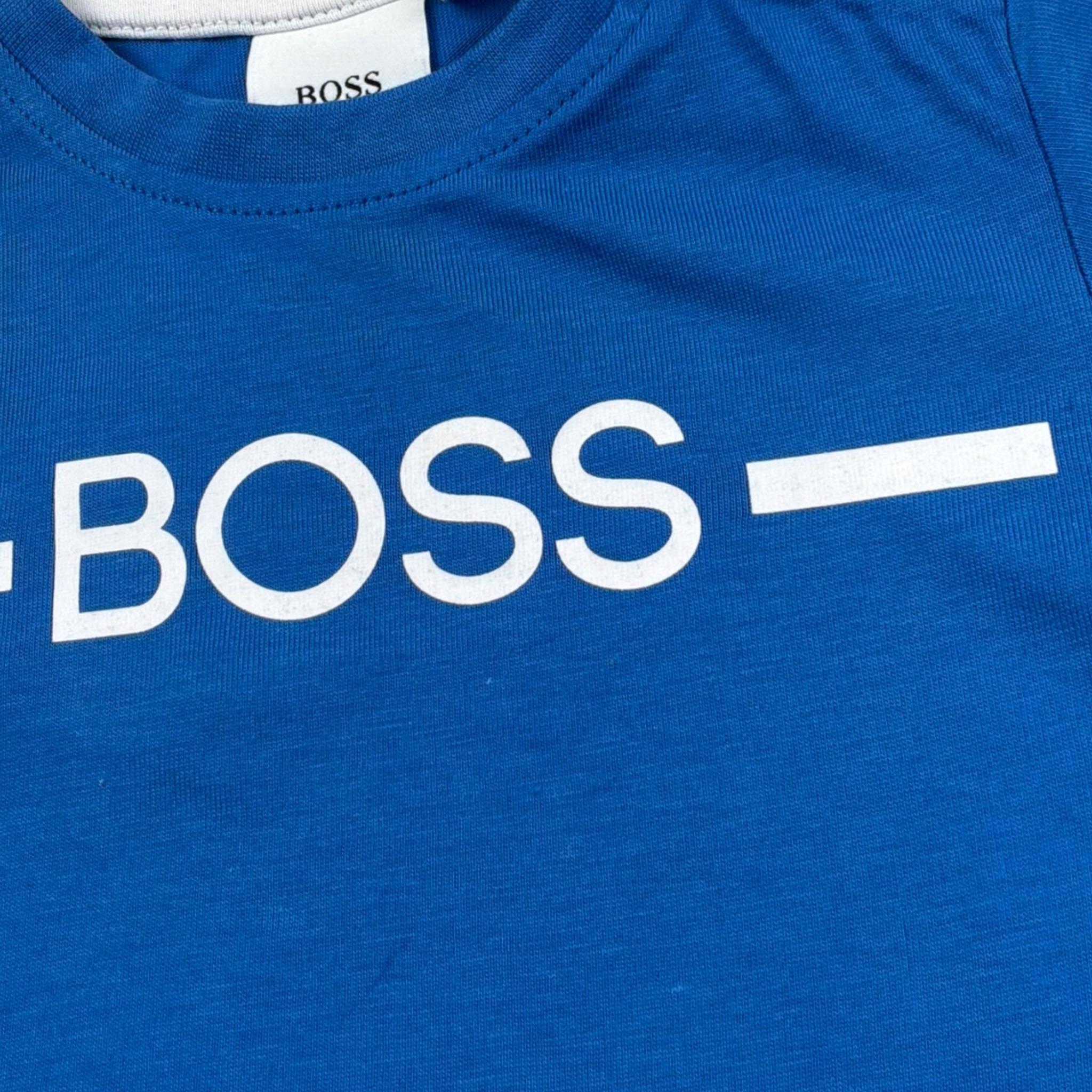 Boss T-Shirt Girocollo Tinta Unita con Stampa per Neonato J05908 BLU BOSS 