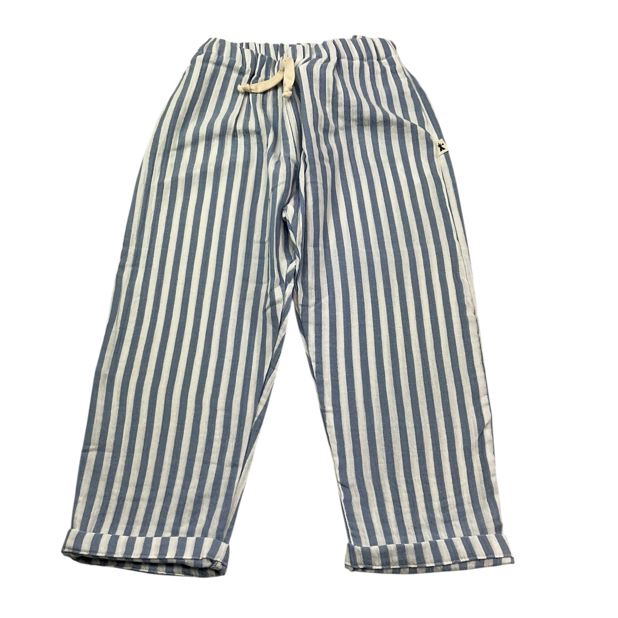 Petit Indi Pantalone Tinta Unita con Fantasia A Righe per Bambino SS25BK8238 AZZURRO PETIT INDI 