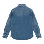 ROBERTO CAVALLI camicia manica lunga in denim tinta unita con taschino e logo Azzurro per Bambino TJJ70B AZZURRO ROBERTO CAVALLI 