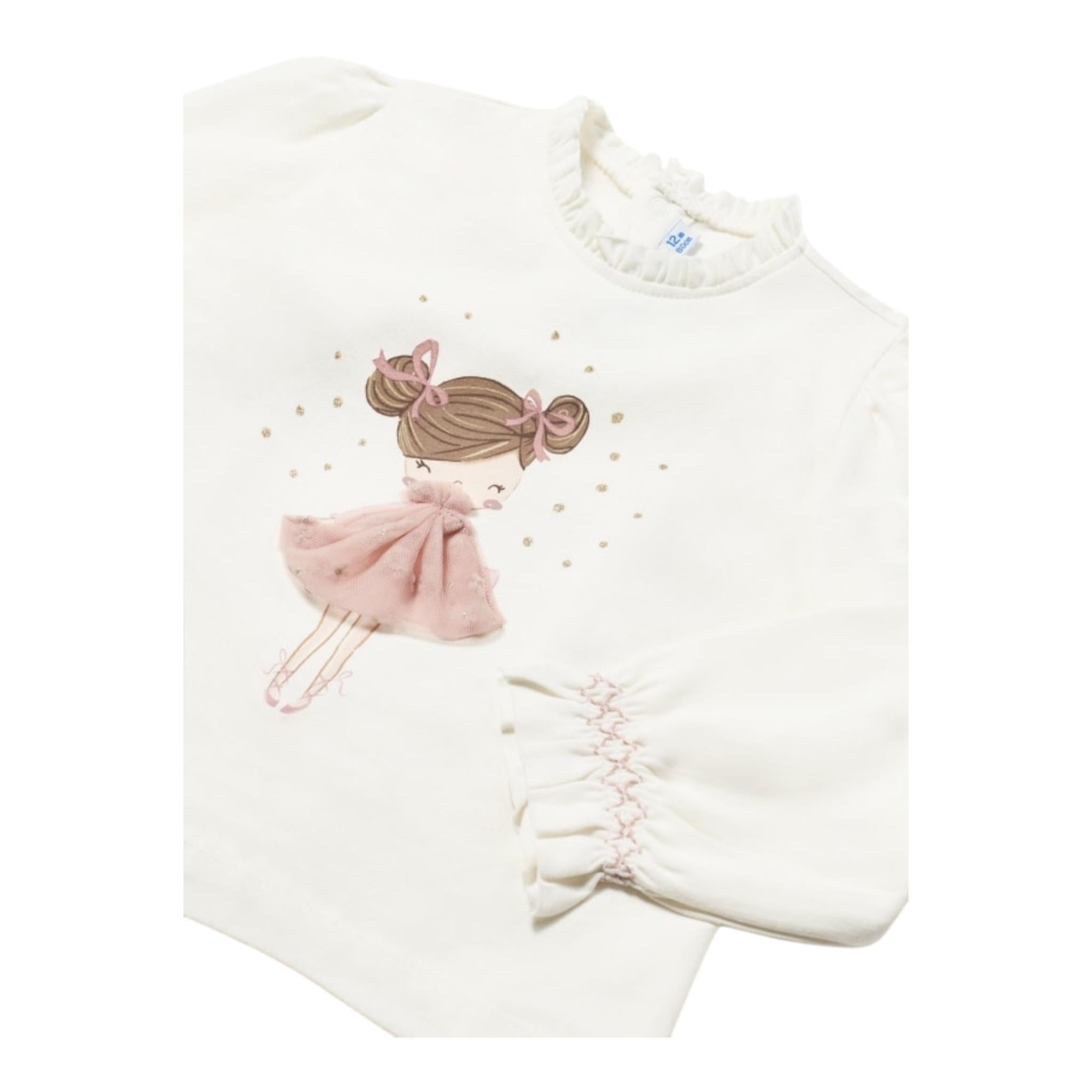 MAYORAL shirt girocollo tinta unita con stampa in contrasto Bianco per Bambina 2048X BIANCO MAYORAL 