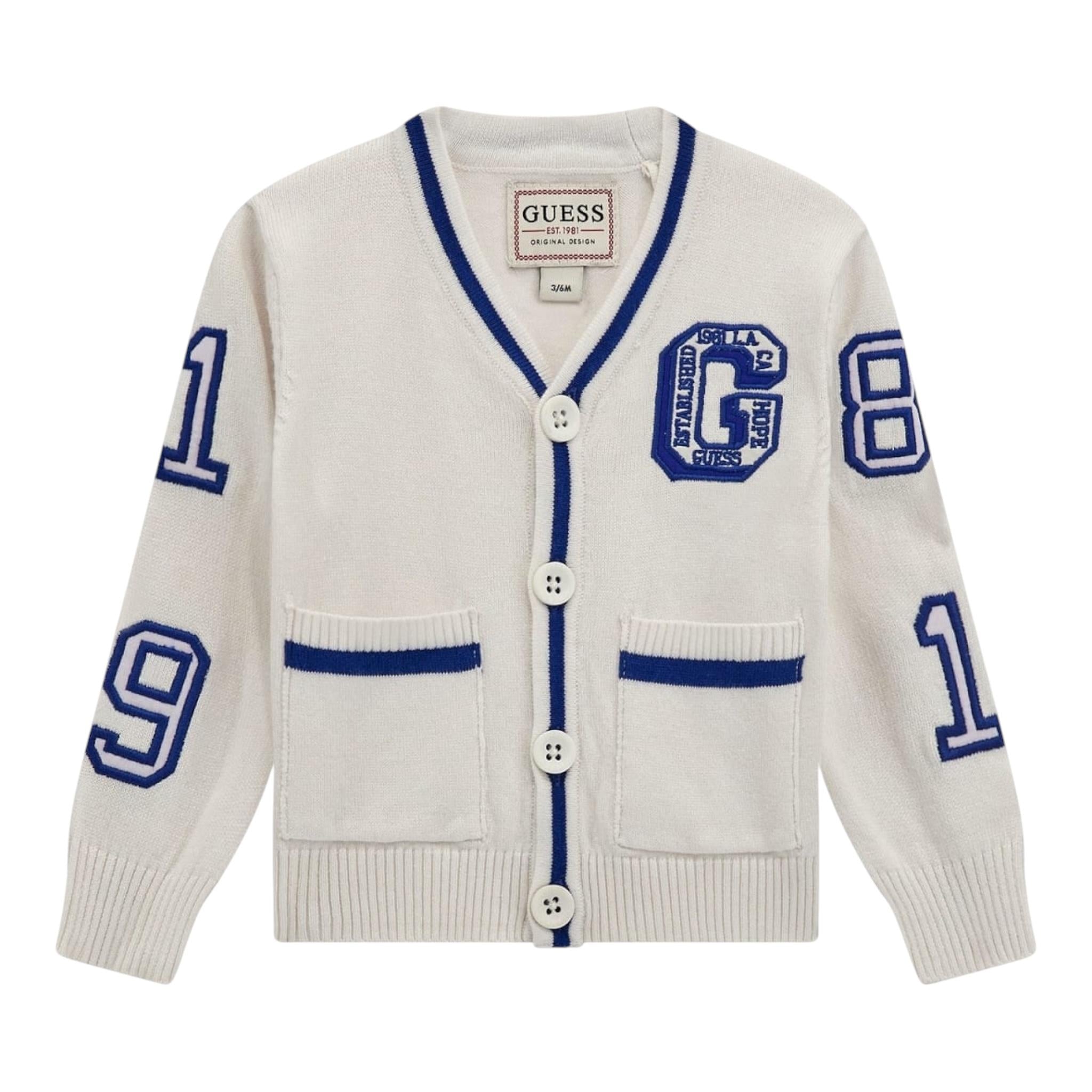 Guess Carsigan Tinta Unita con Stampa per Bambino N5RR02Z3MC0 BIANCO GUESS 