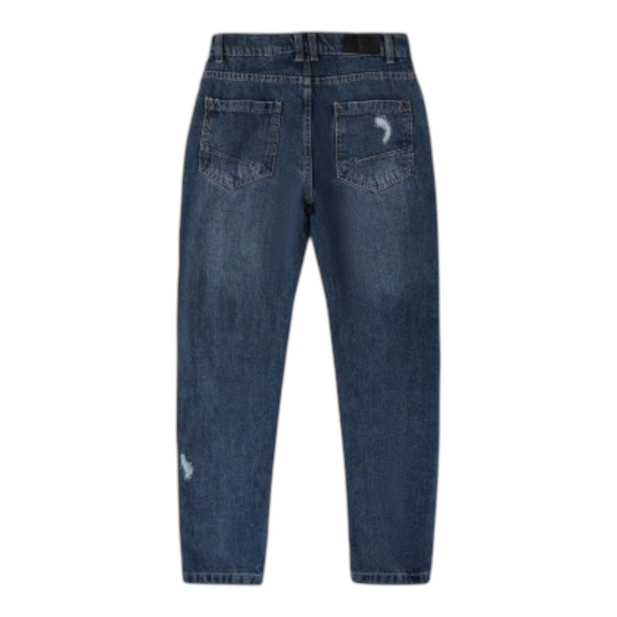 SARABANDA jeans tinta unita con strappi e girovita regolabile Blu per Bambino A5334 BLU SARABANDA 