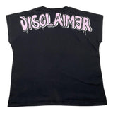 Disclaimer Schwarzes, vorn und hinten bedrucktes, schlichtes T-Shirt für Mädchen