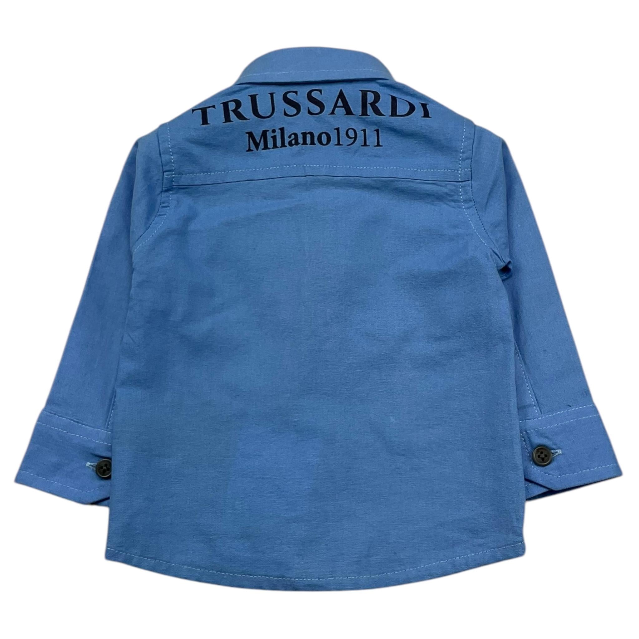 TRUSSARDI camicia manica lunga tinta unita con stampe in contrasto Azzurro per Neonato TIA25119CA AZZURRO TRUSSARDI 