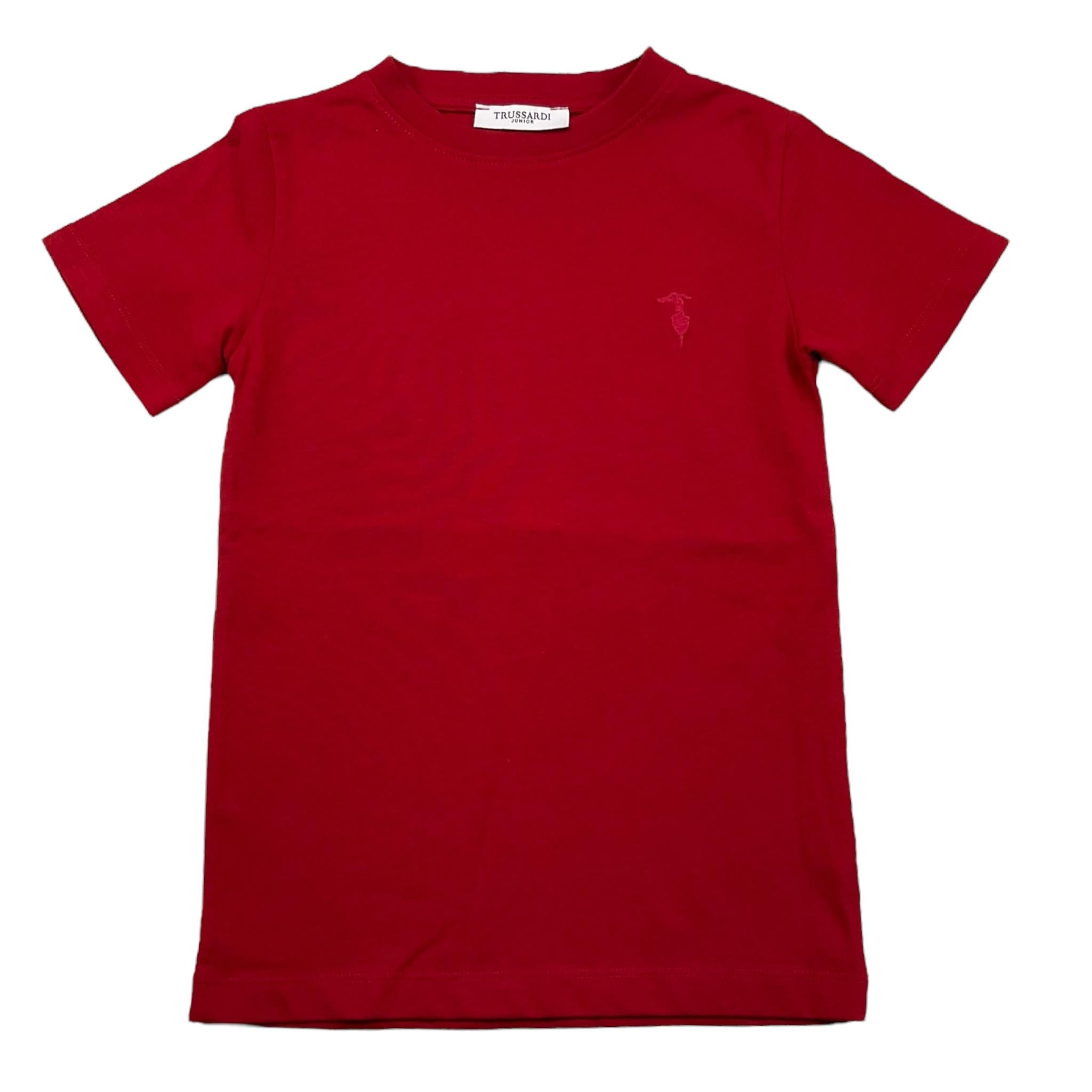TRUSSARDI t-shirt girocoll tinta unita con stampa in contrasto Rosso per Bambino TBA25081TS ROSSO TRUSSARDI 