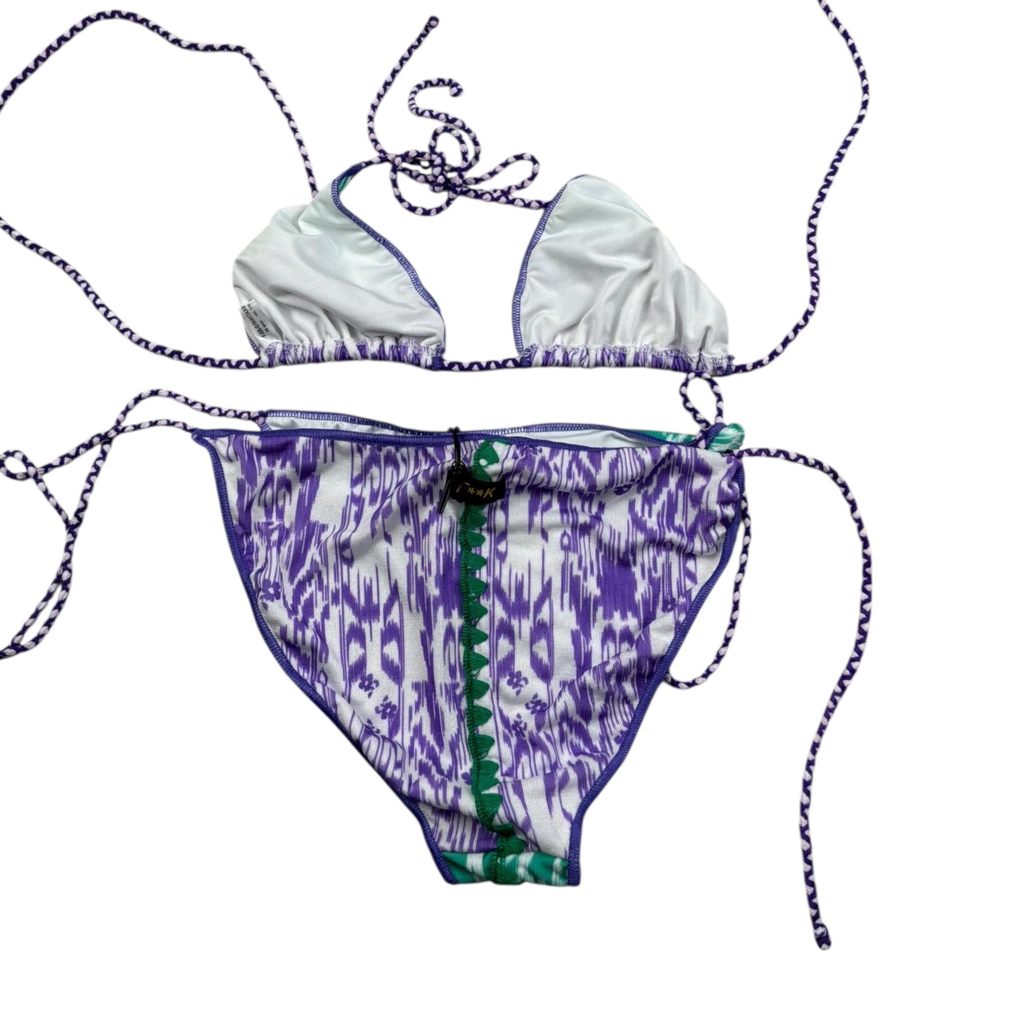 F**K Costume 2 Pezzi Slip-Triangolo Tinta Unita con Stampa per Bambina FJ25G1H01TAX65 BIANCO F**K 