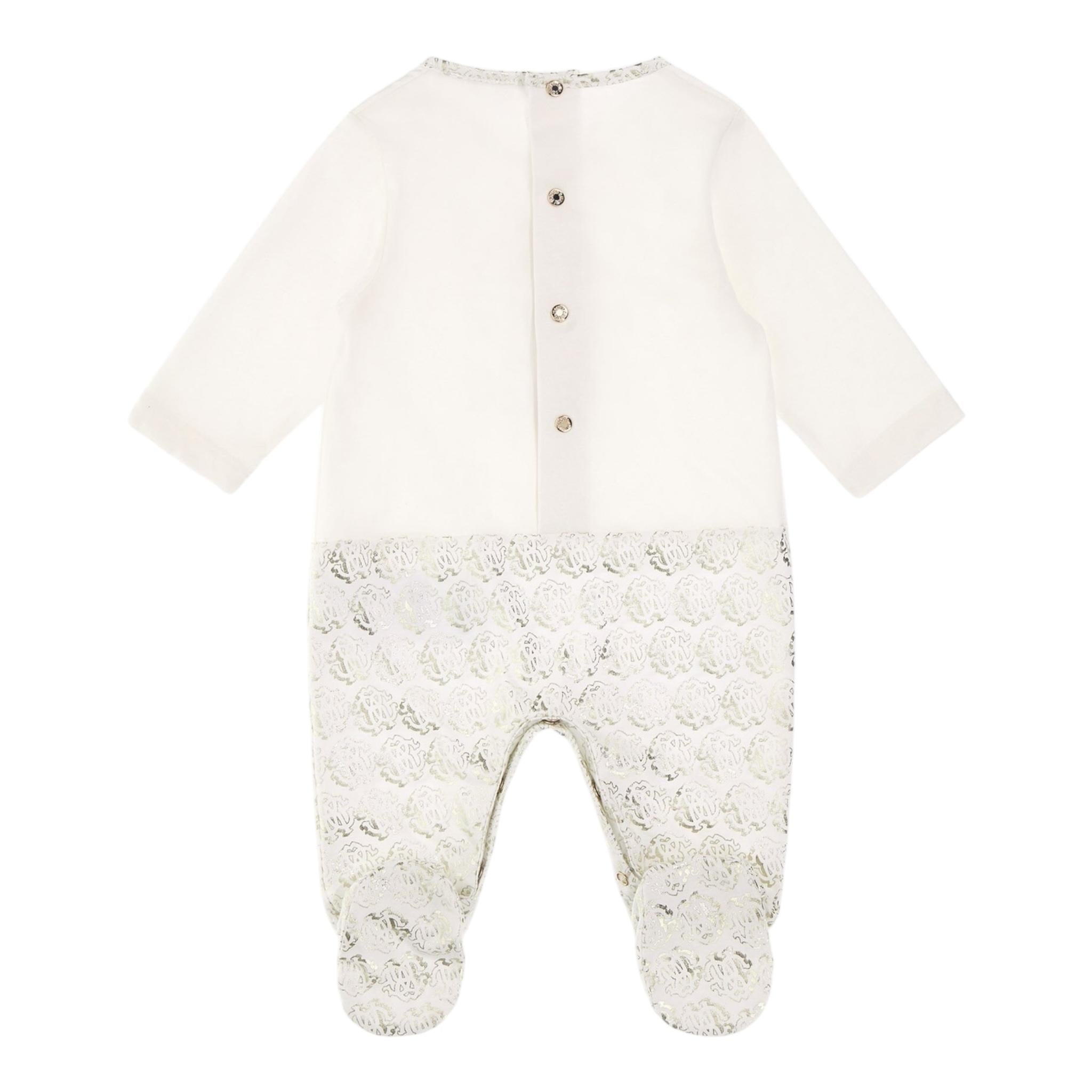 ROBERTO CAVALLI set 3 pezzi tutina-cappello-bavetta tinta unita Bianco per Neonata TJT822 BIANCO ROBERTO CAVALLI 