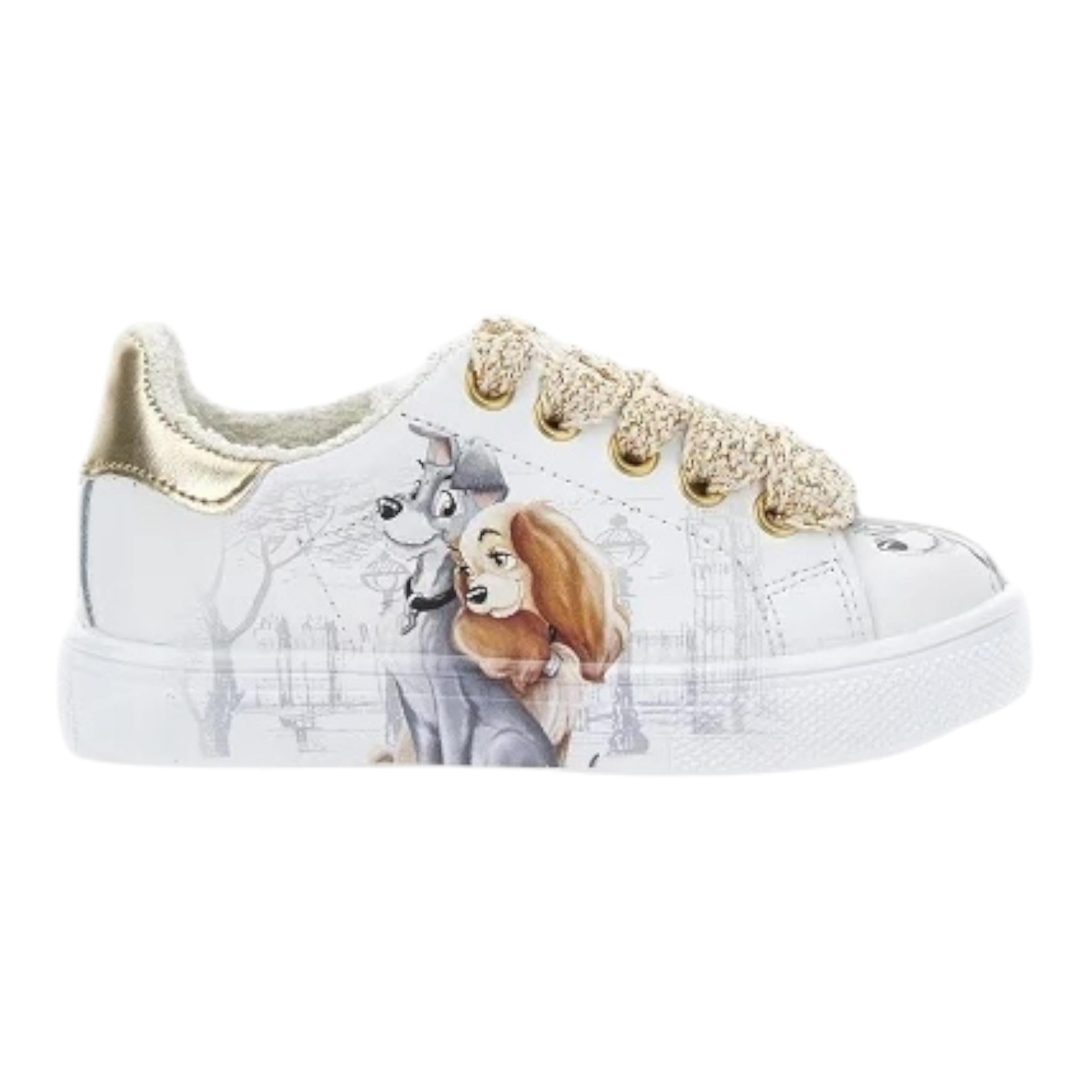 MONNALISA sneaker tinta unita con stampa e lacci Bianco per Bambina 8CD004 BIANCO MONNALISA 
