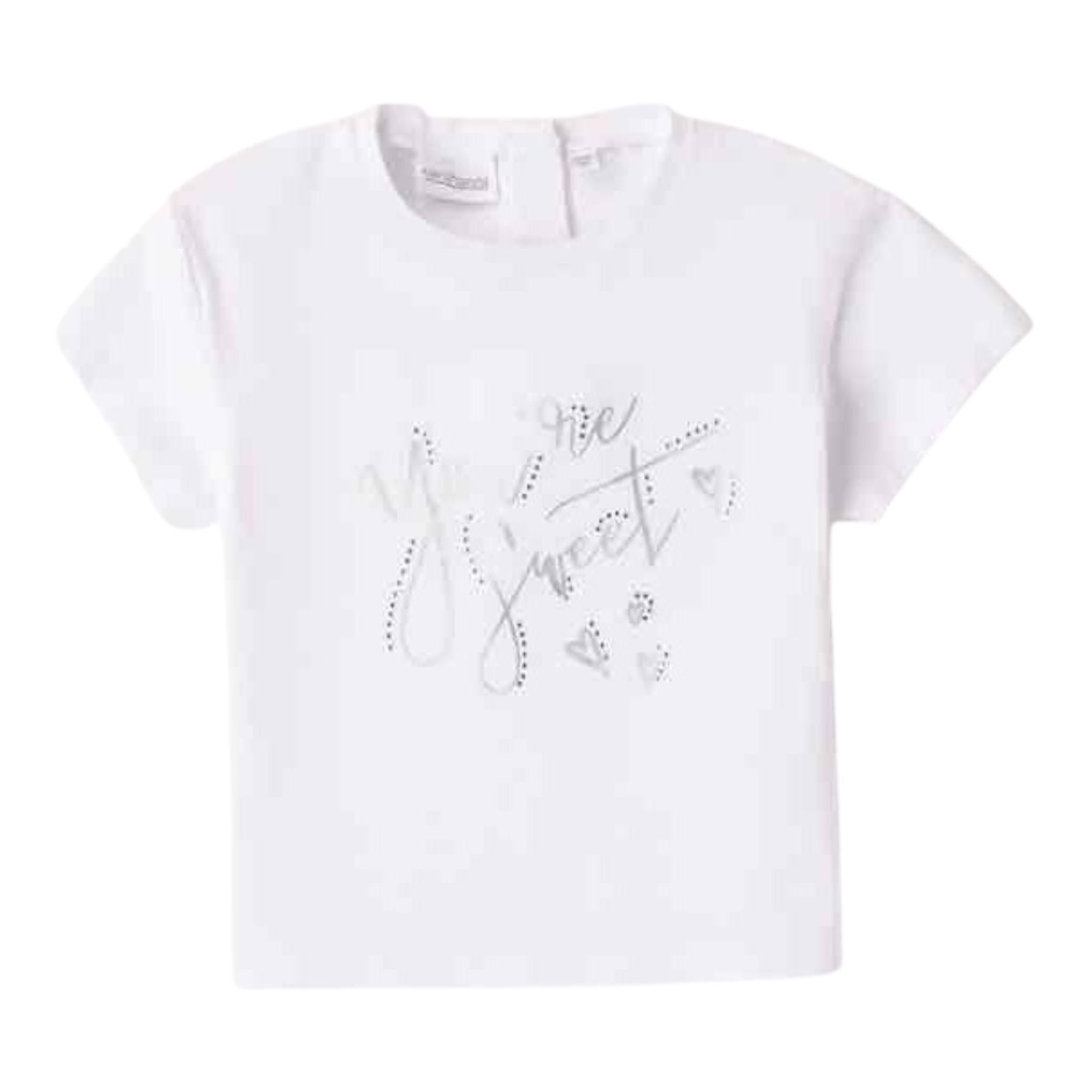 Sarabanda T-Shirt Girocollo tinta unita con Brillantini Bianco per Neonata 0B211X BIANCO SARABANDA 