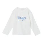 LIU JO shirt girocollo tinta unita con stampa logo Panna per Bambina KF4069 PANNA LIU JO 