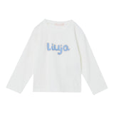 LIU JO shirt girocollo tinta unita con stampa logo Panna per Bambina KF4069 PANNA LIU JO 