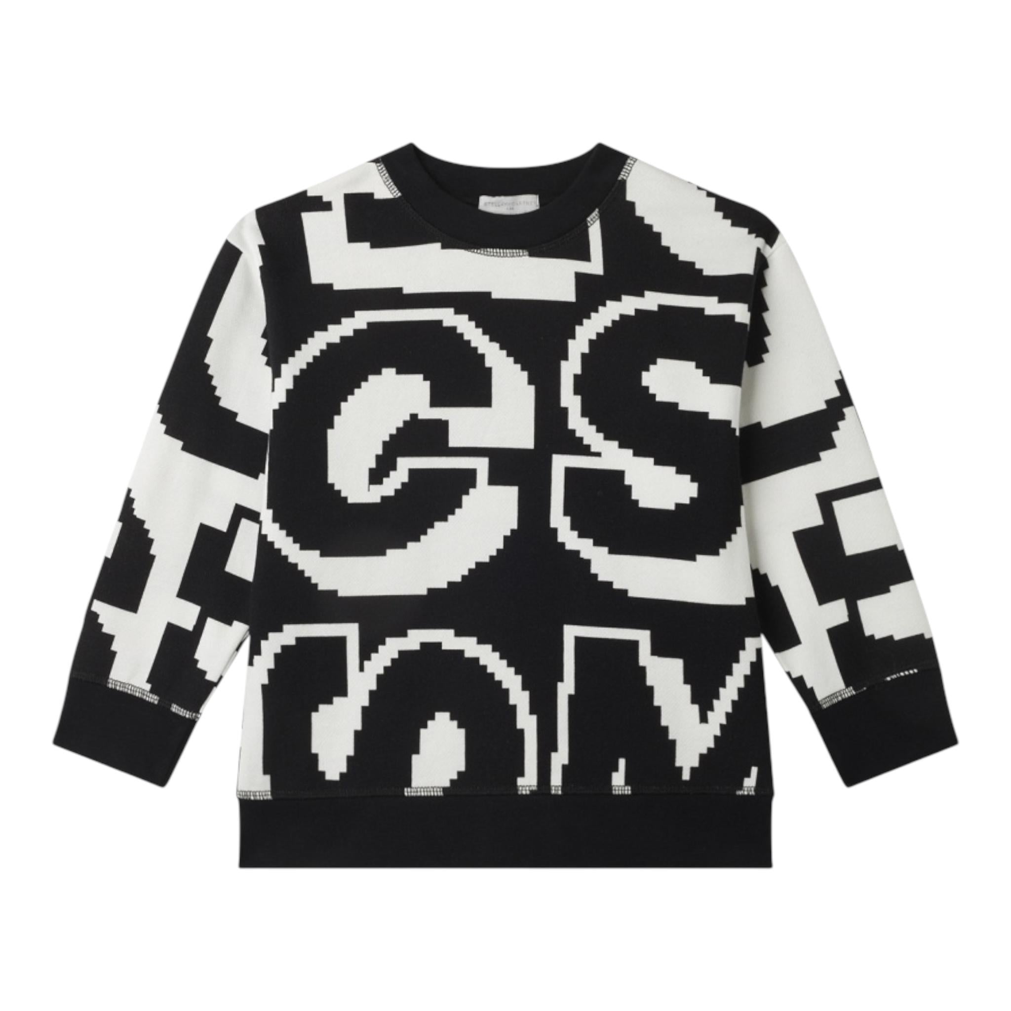 STELLA McCARTNEY felpa bicolore girocollo logata Bianco/nero per Bambino TV4S10 BIANCO/NERO STELLA McCARTNEY 