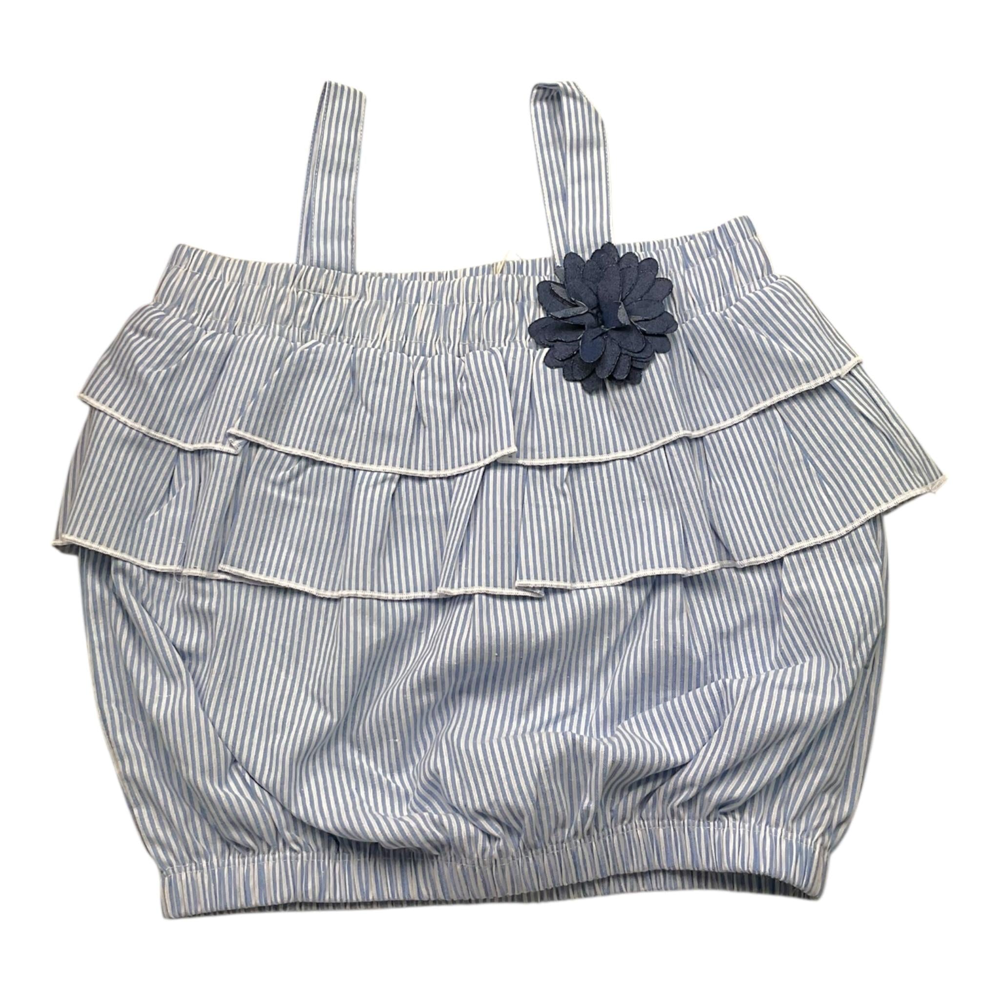 Emc Top Bicolore con Fantasia A Righe per Bambina BX2386 BIANCO/AZZURRO EMC 