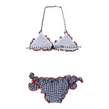 Saint Barth Costume 2 Pezzi Triangolo-Slip Tinta Unita Fantasia A Quadrettini per Bambina CEIS001 BIANCO/BLU SAINT BARTH 