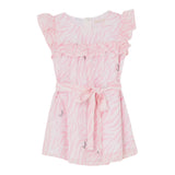Liu Jo Einfarbiges Kleid mit Rüschen und rosa Zebramuster für Baby-Mädchen