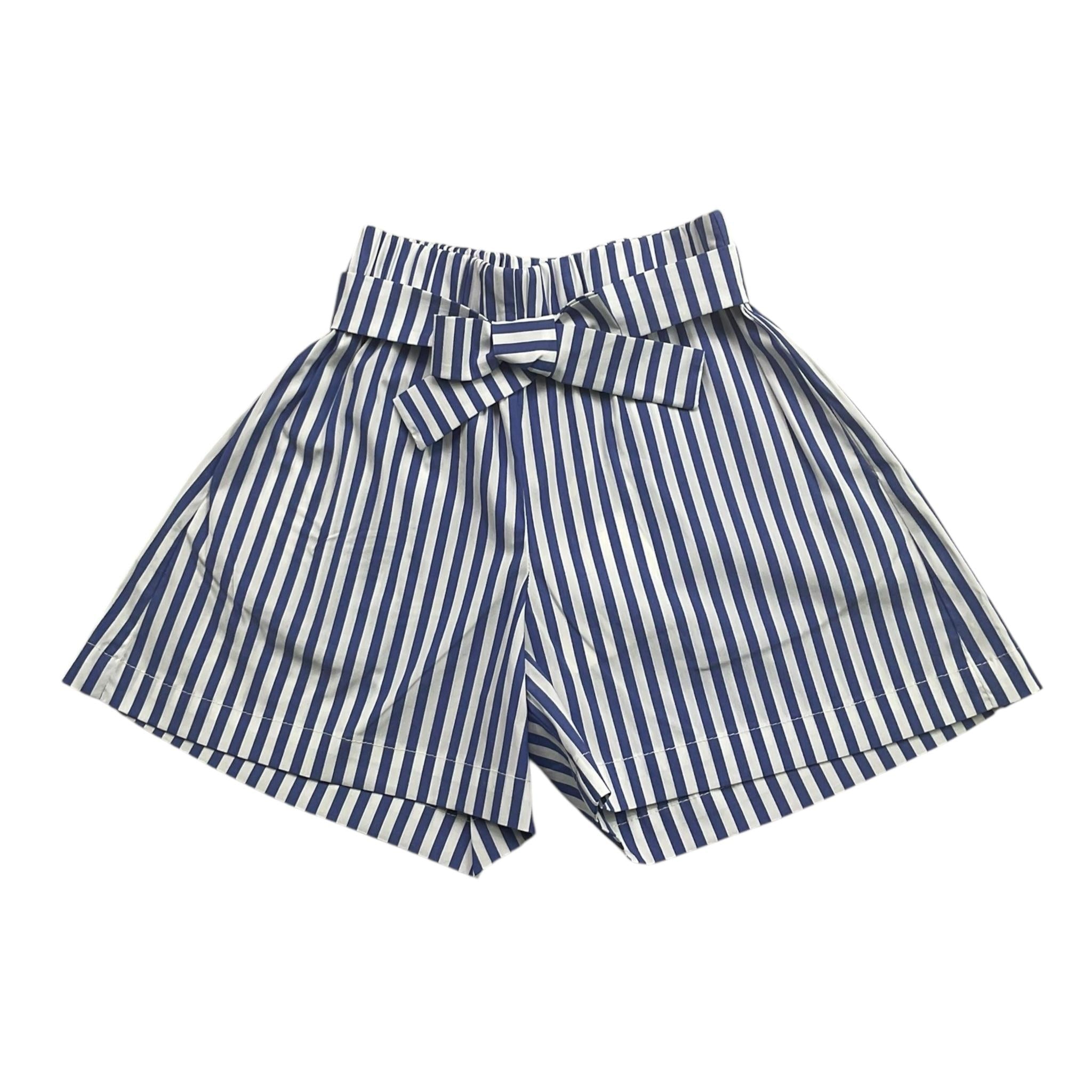 Ilfarobimbi Short Bicolore con Fantasia A Righe per Bambina IFB50354 BIANCO/AZZURRO ILFAROBIMBI 