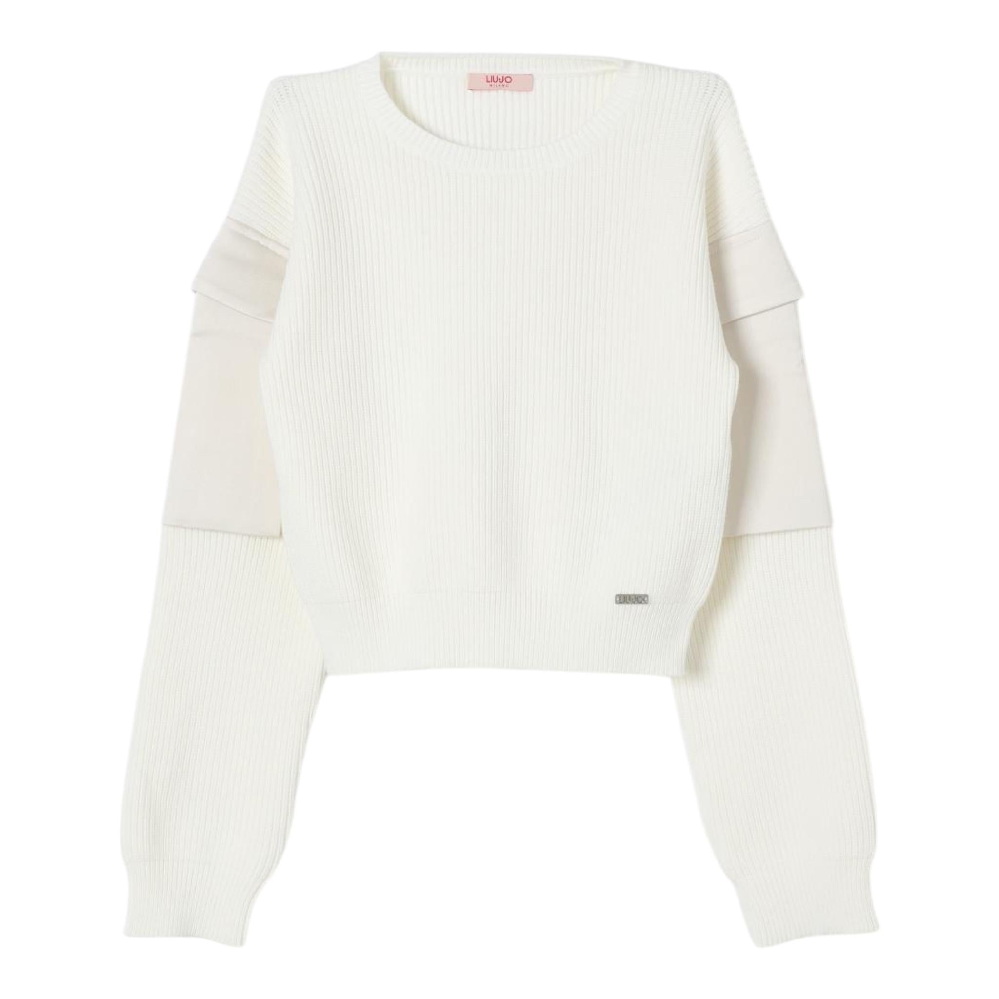 LIU JO maglia girocollo tinta unita con tasche alle maniche Panna per Bambina GF4215 PANNA LIU JO 